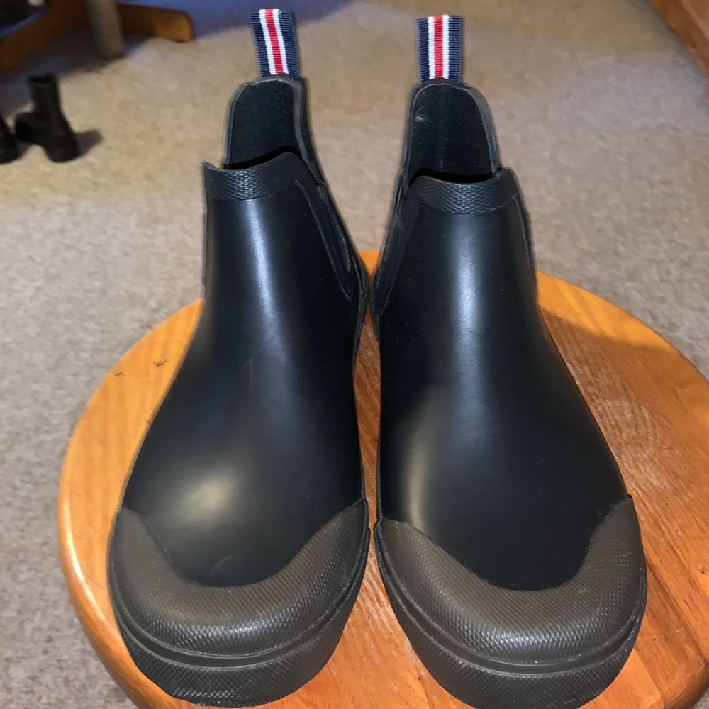 Men’s Joules welly-bobs short rain boots size 9 black with red bottoms - Picture 2 of 9